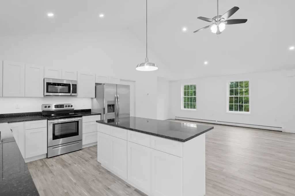 Newly finished kitchen in a custom-built home showcasing quality residential construction.